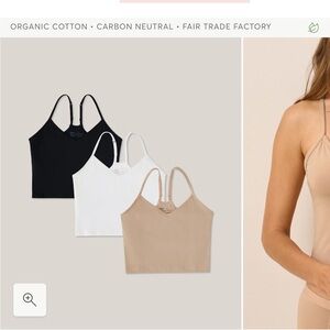 Pact Organic Everyday Shelf Bra Cropped Camisole 3-Pack - XS